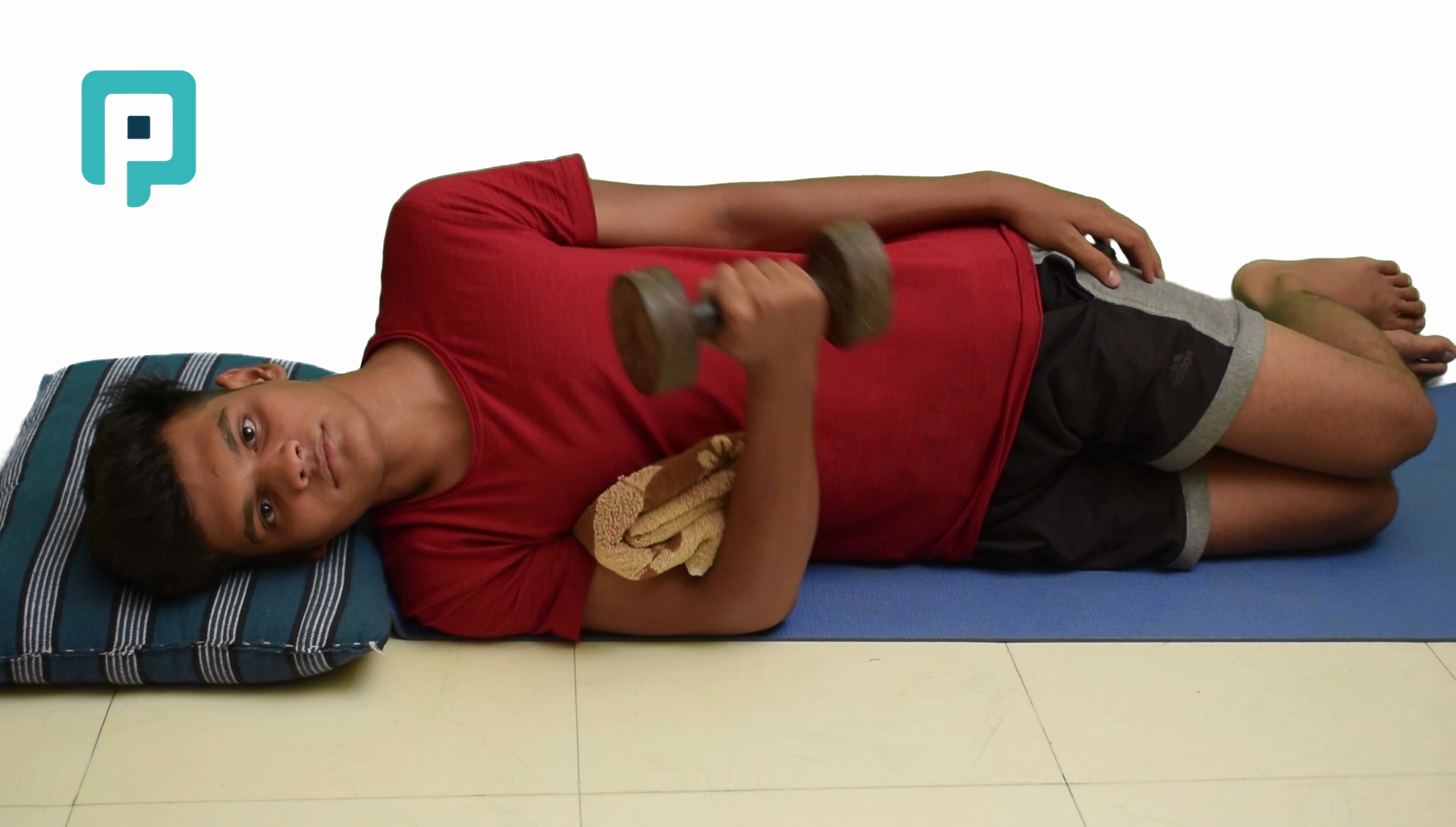 side lying shoulder internal rotation with dumbbell - beginner Upper Body exercise