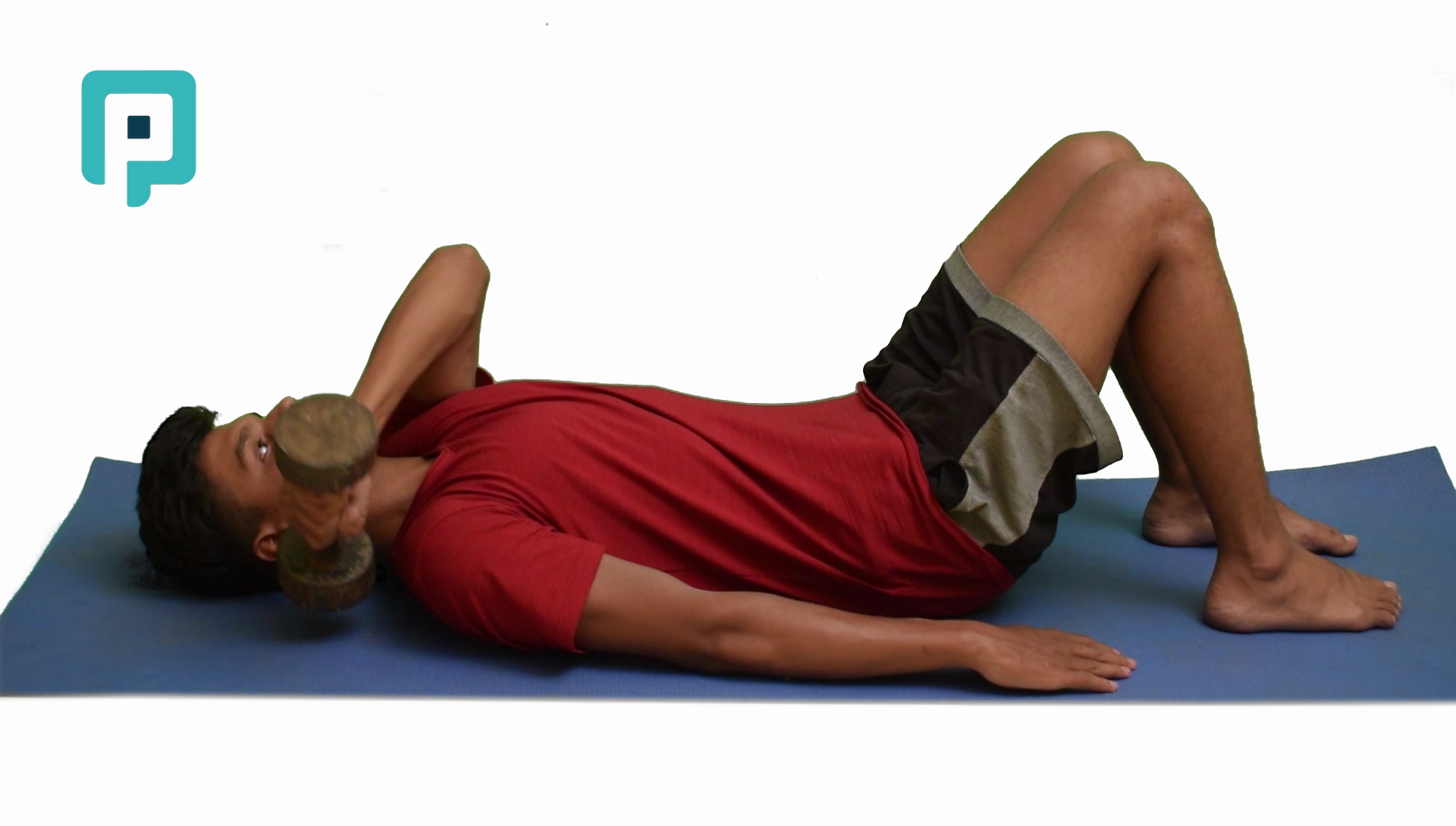 supine proprioceptive neuromuscular facilitation diagonal one extension with dumbbell - beginner Upper Body exercise
