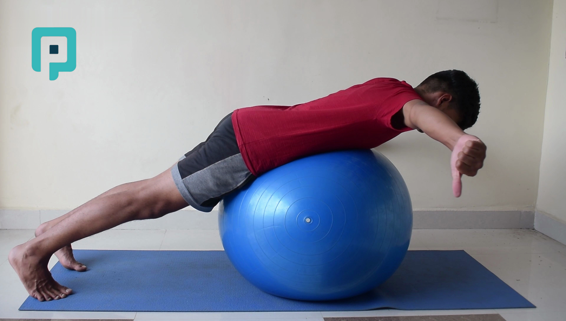 prone scapular retraction with arm elevation on swiss ball - beginner Upper Body exercise