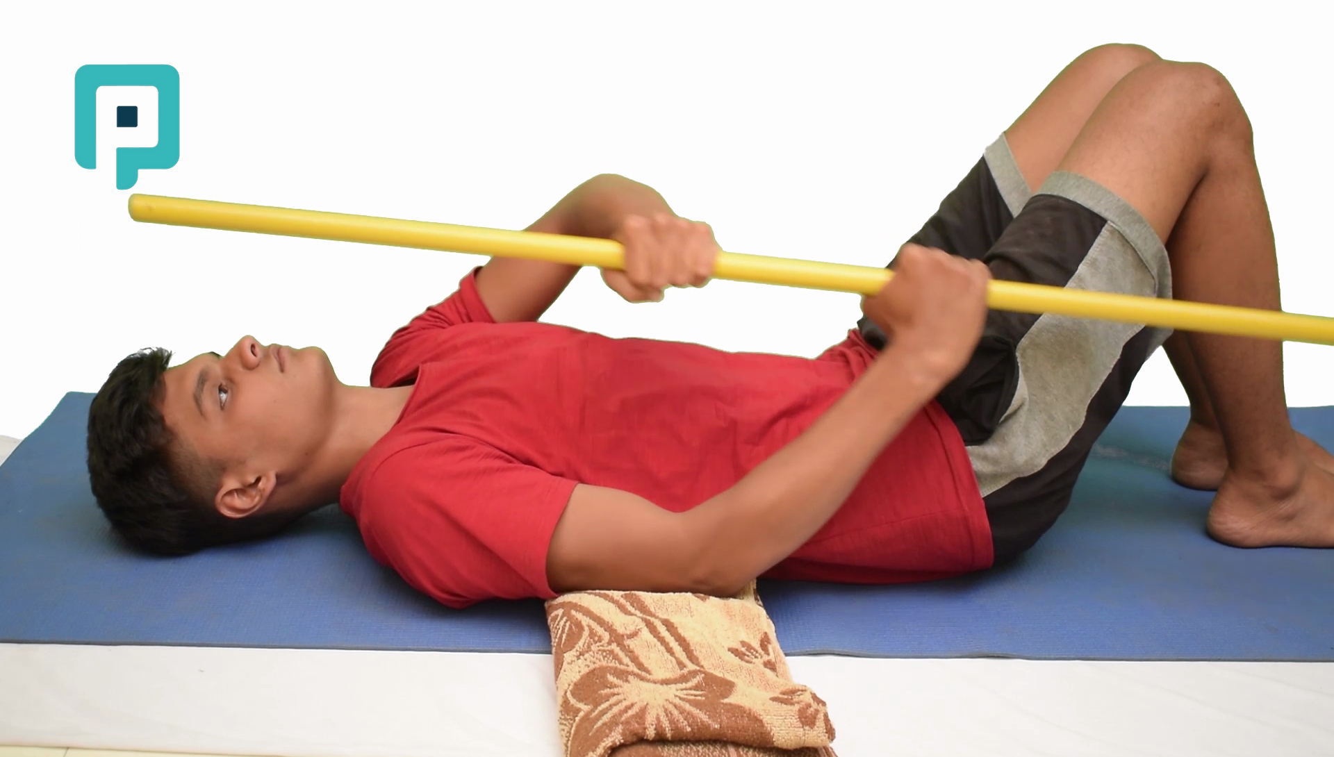 supine shoulder internal rotation with rod assistance at 90 degrees - beginner Upper Body exercise