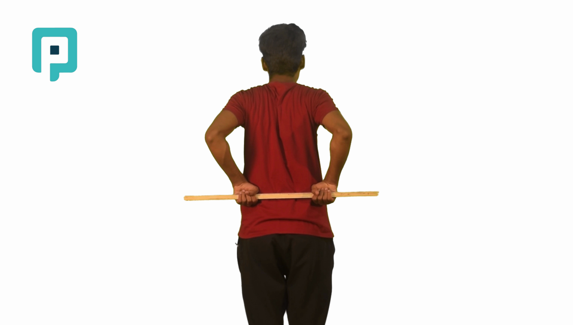 standing shoulder internal rotation stretch with cane - beginner Upper Body exercise