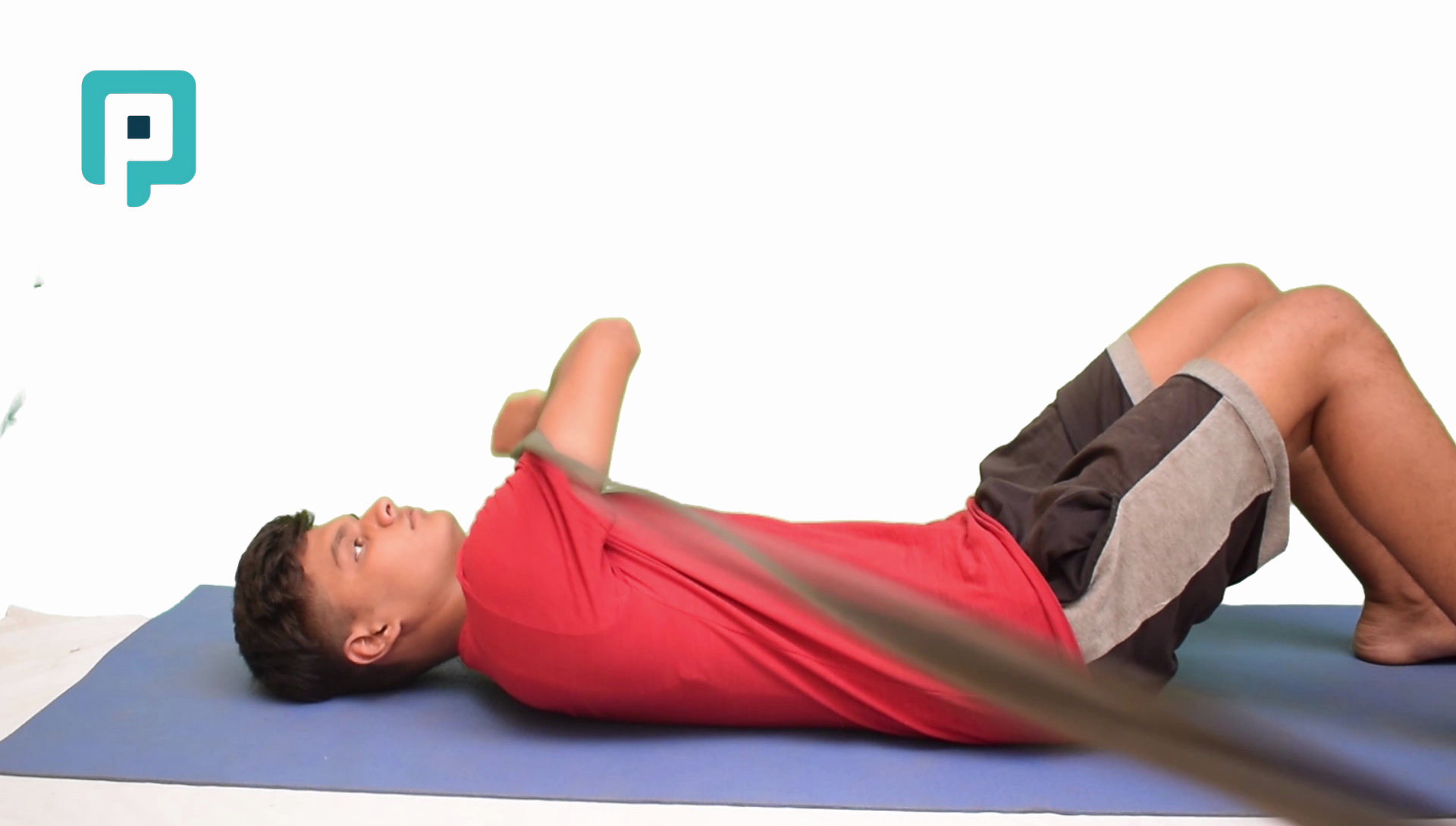 supine pnf diagonal one flexion with resistance band - beginner Upper Body exercise