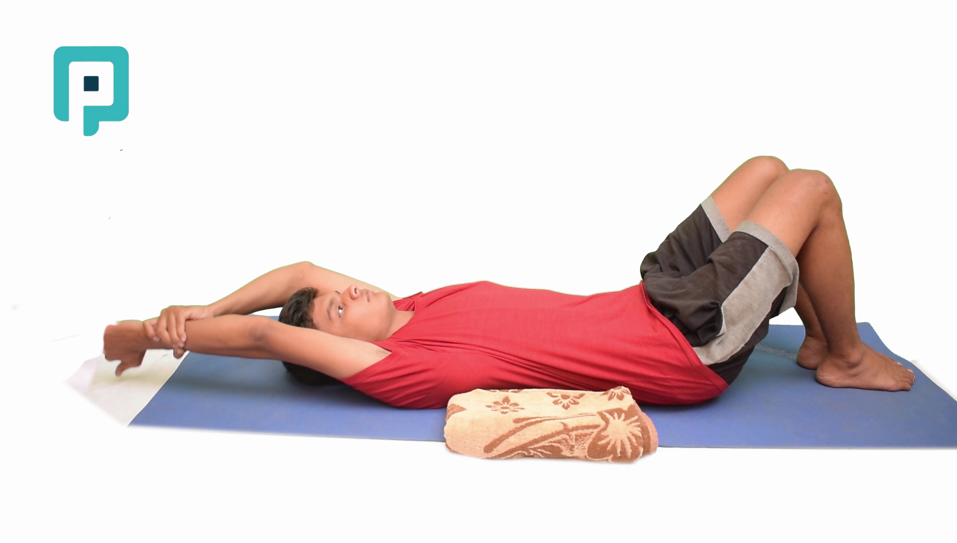supine assisted shoulder flexion with opposite hand - beginner Upper Body exercise