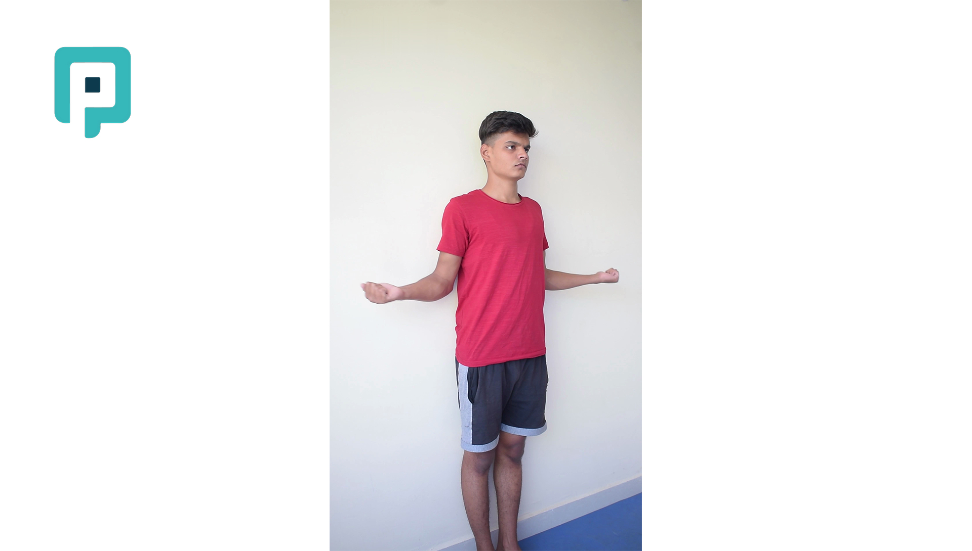 standing wall supported shoulder external rotation - beginner Trunk exercise