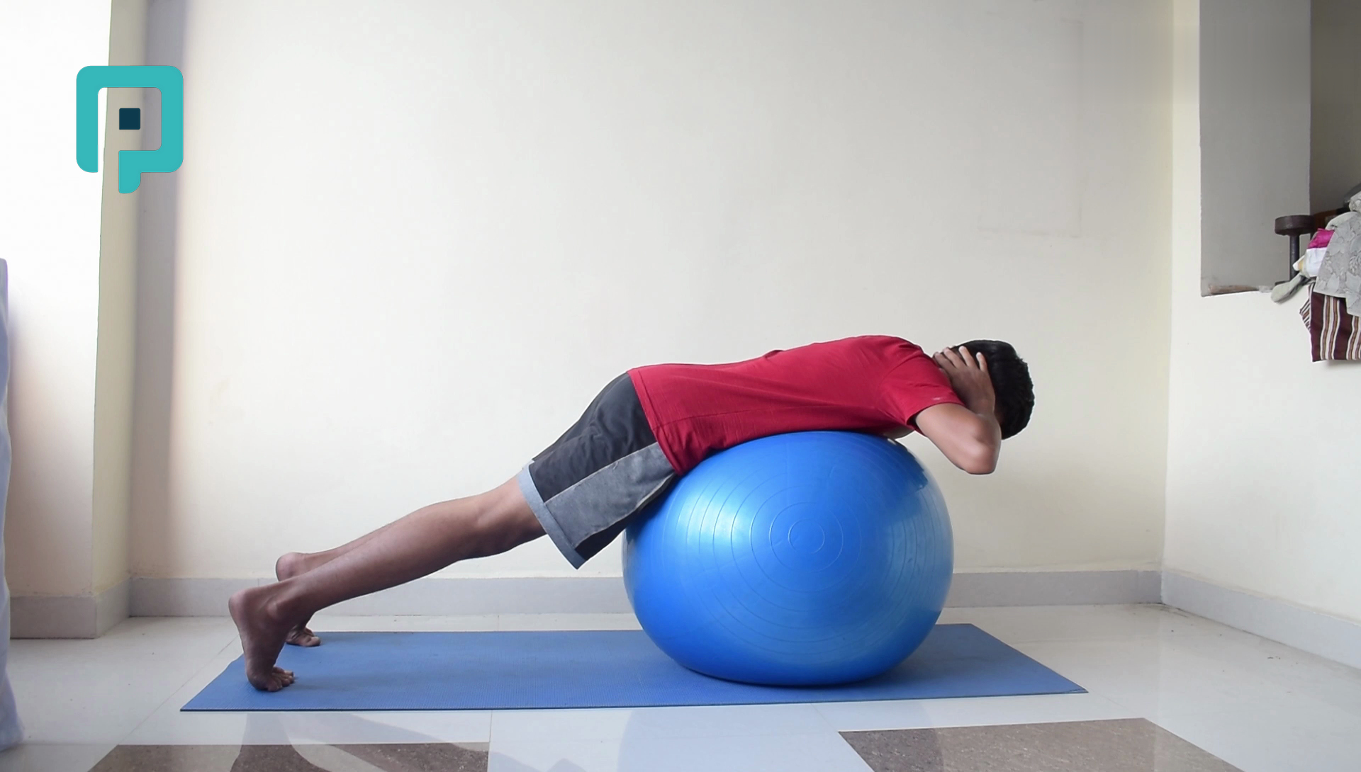 prone shoulder blade retraction on swiss ball - beginner Trunk exercise