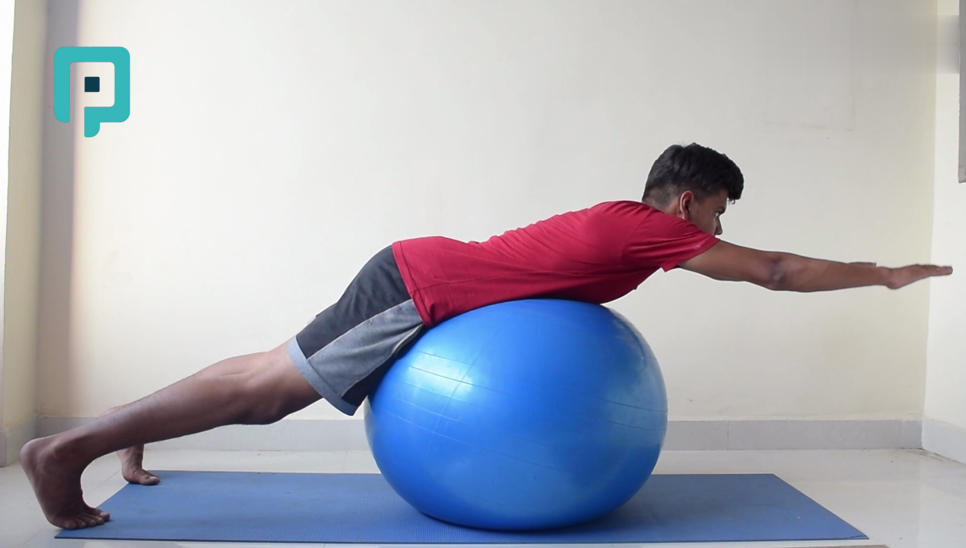 prone y raise on swiss ball with flexed elbows - beginner Trunk exercise