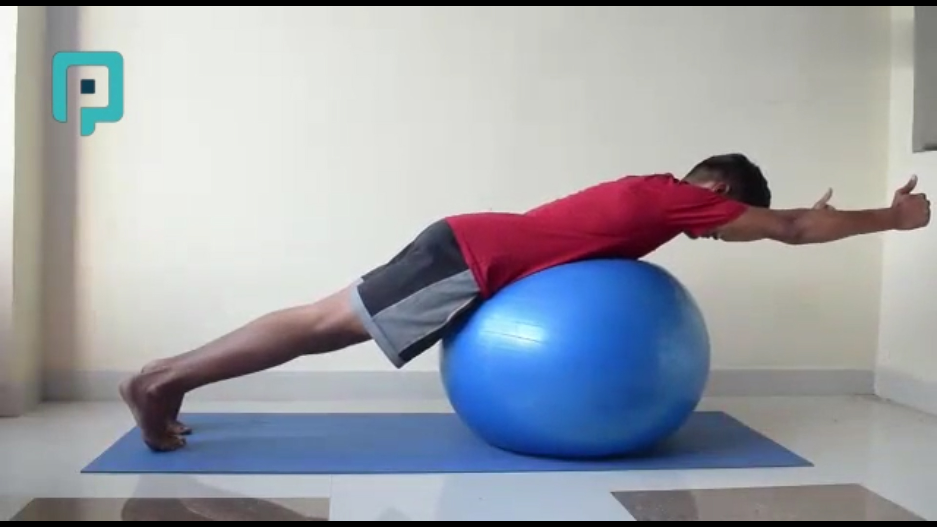 prone y raise on swiss ball - beginner Trunk exercise