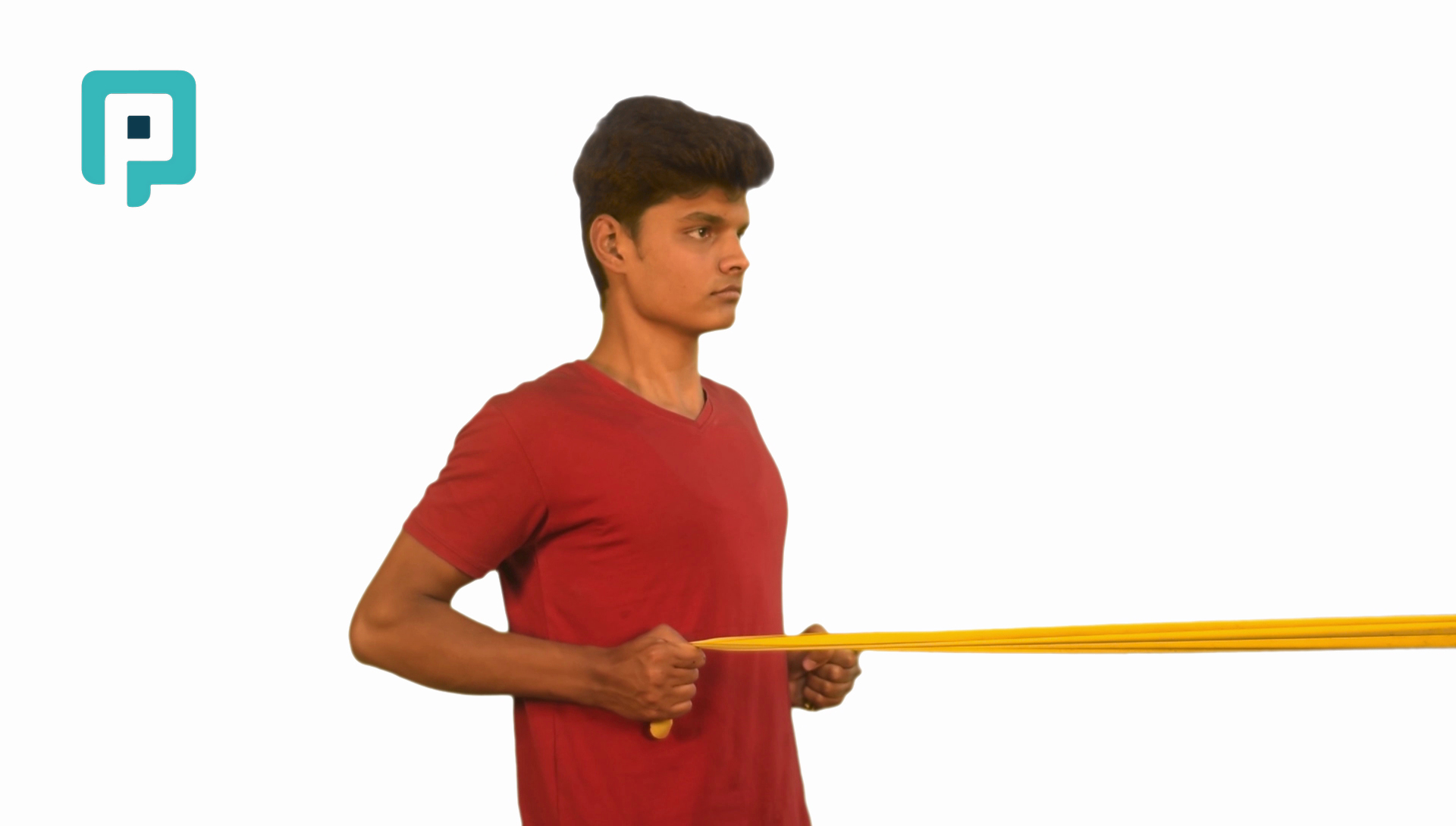 standing row with resistance band - beginner Trunk exercise