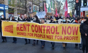 Campaigners gather to protest “against soaring rents” and “exploitation” of tenants