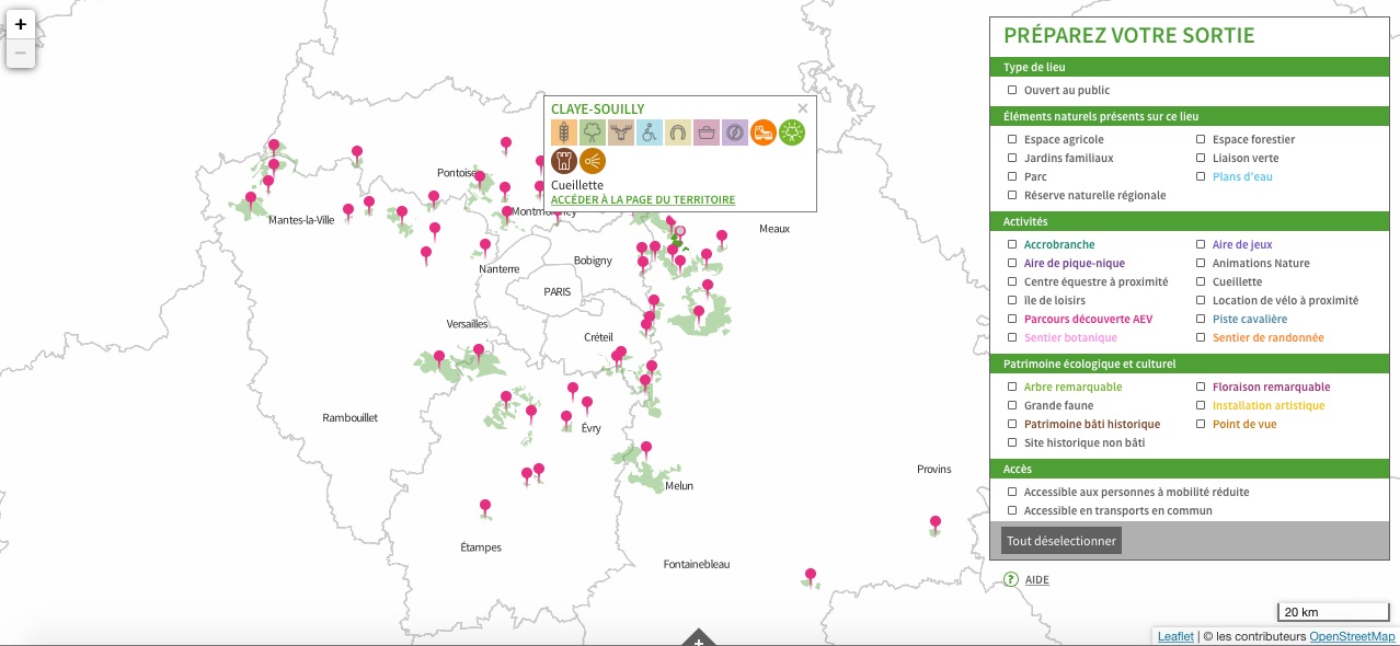 Carte des sorties nature de l'AEV