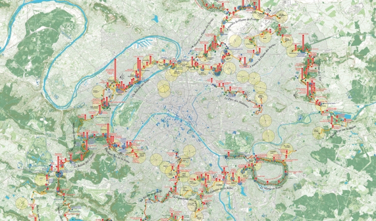 La carte des coups de coeur des marcheurs du Tour piéton du Grand Paris / Crédits : Apur x Enlarge your Paris