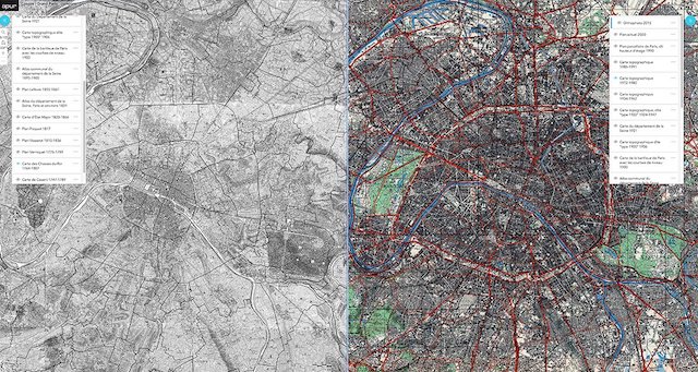 L'Atelier parisien d'urbanisme propose une appli pour comparer les cartes de Paris entre le XVIIIe et XXIe siècle / © Apur