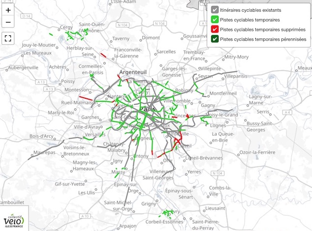 L'observatoire des coronapistes lancé par le Collectif Vélo Île-de-France fin octobre / © Collectif Vélo Île-de-France