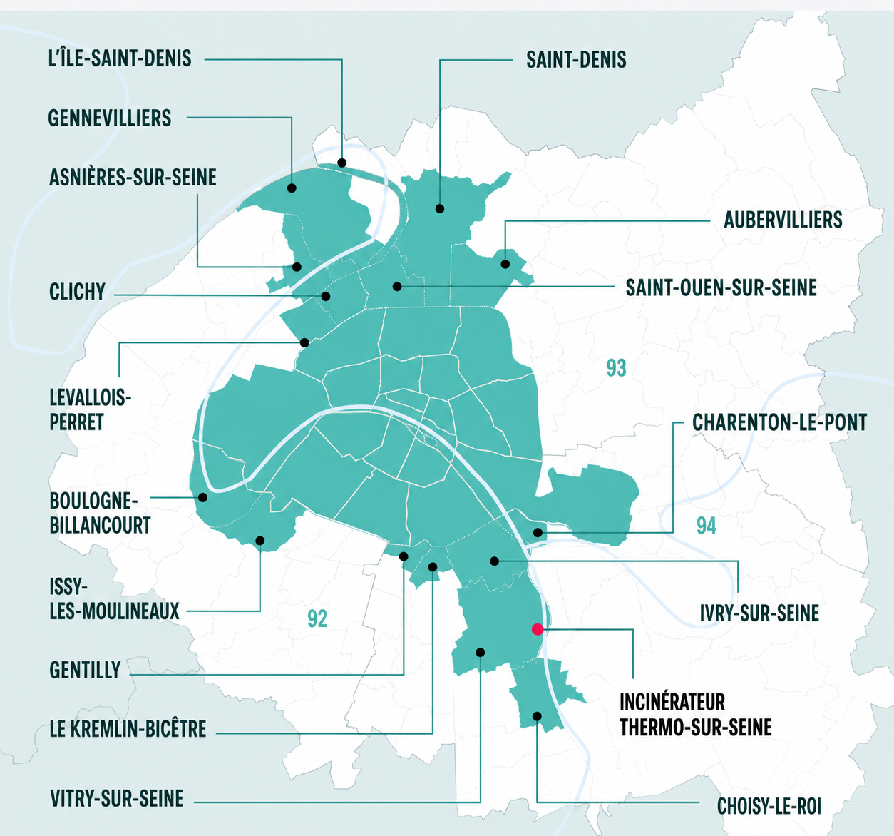 Le réseau du CPCU. Cartographie établie d'après Le Parisien. DR EYP.