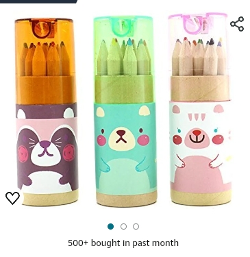 Pomeat 3 Pack Cute Cartoon Bear Mini Drawing Colored Pencils with ...