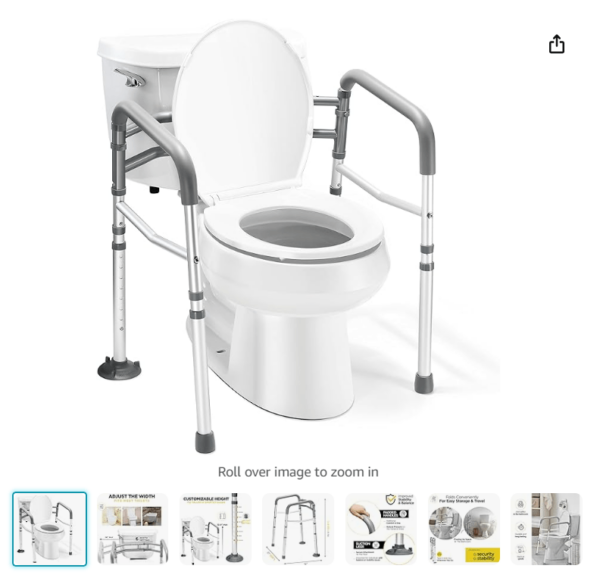 IMAGE FOR REFERENCE NOT EXACT MODEL** Toilet Safety Rail - Adjustable Detachable Toilet Safety Frame with Handles Heavy-Duty Toilet Safety Rails Stand Alone - Toilet Safety Rails for Elderly, Handicapped - Fits Most Toilets | EZ Auction