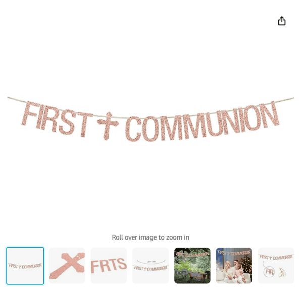 First Communion for Baby Shower/God Bless/Christening Baptism Party Decoration Supplies Rose Gold Glitter | EZ Auction