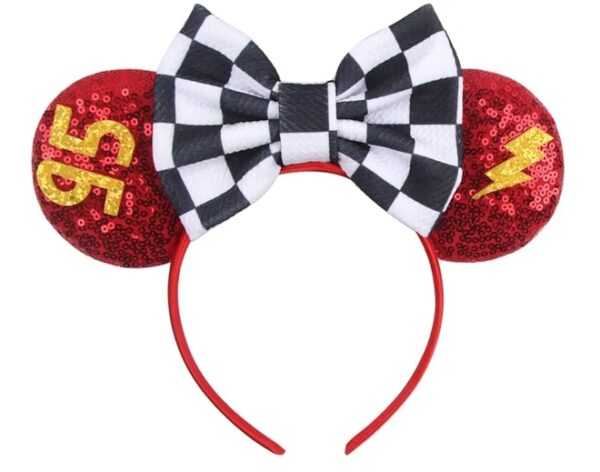 Mouse Ears Headbands, Sequin Mouse Ears Headband with Bow for Kids Adults Women, Accessories for Birthday Party (Red lightning) | EZ Auction