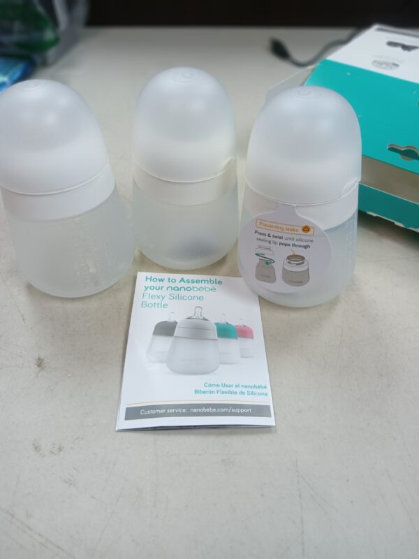 ***NEW IN BOX***Nanobébé Flexy Silicone Baby Bottle, Anti-Colic, Natural Feel, Non-Collapsing Nipple, Non-Tip Stable Base, Easy to Clean, 3-Pack, White, 9oz | EZ Auction