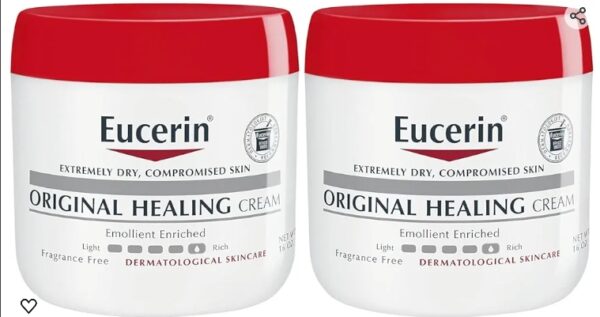 Eucerin Original Healing Cream, Fragrance Free Body Cream for Dry Skin, 2 Pack of 16 Oz Jars | EZ Auction