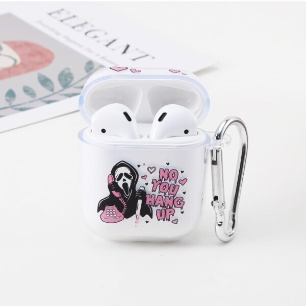for Airpods 2nd Generation Case, Cute Clear Airpods 1& 2nd Generation Case, Horror Movie Funny Ghostface Case Cover with Keychain, Silicone Protective Airpod Case Girls Women Men Gifts | EZ Auction