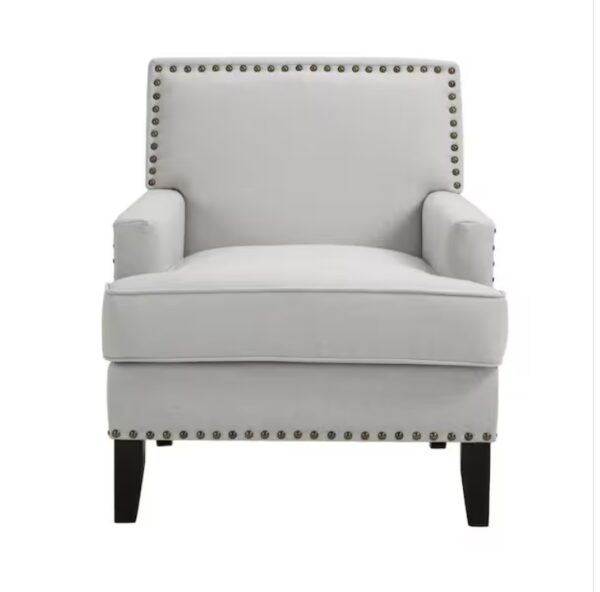 Beige Linen Upholstered Accent Armchair with Nailhead Trim(Set of 1) | EZ Auction