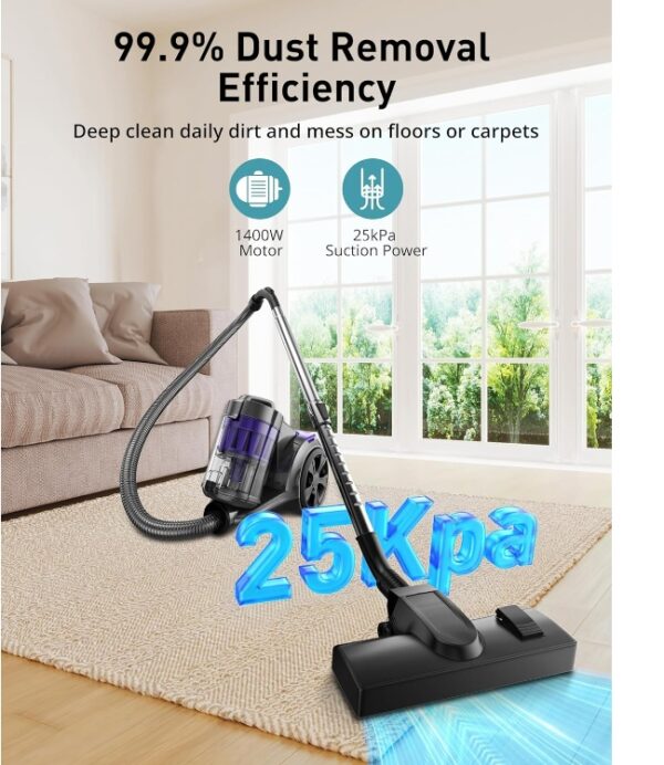 Canister Vacuum Cleaner, Aspiron 1400W Bagless Vacuum Cleaner, Multi-Cyclonic Filtration, 2 Anti-Allergen HEPA Filters, 3.5QT Dust Cup, 4 Tools, Corded Vacuum for Hard Floors, Carpets, Pet Hair | EZ Auction