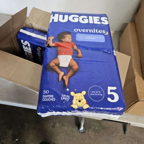 Huggies Overnites Size 5 Overnight Diapers (27+ lbs), 100 Ct (2 Packs of 50), Packaging May Vary | EZ Auction