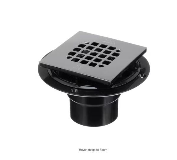 ***DRAIN COVER NOT INCLUDED REFER TO PICTURE***Round Black ABS Shower Drain with 4-1/2 in. | EZ Auction