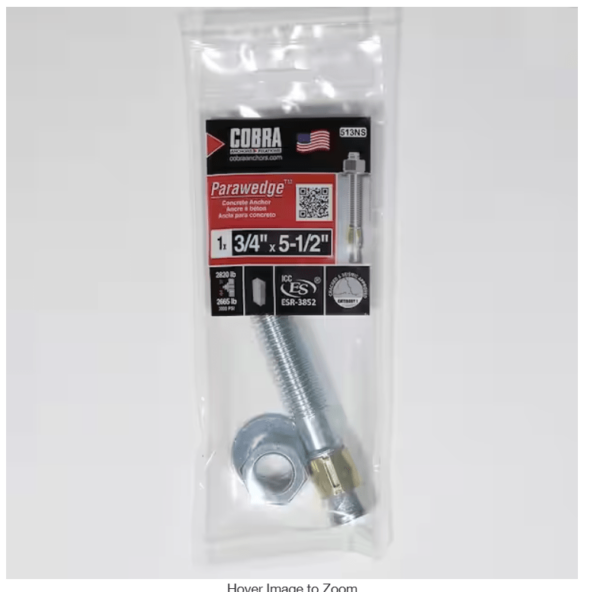 **MISSING LUG NUT AND WASHER***3/4 in. x 5-1/2 in. Parawedge Anchor (1-Pack) | EZ Auction