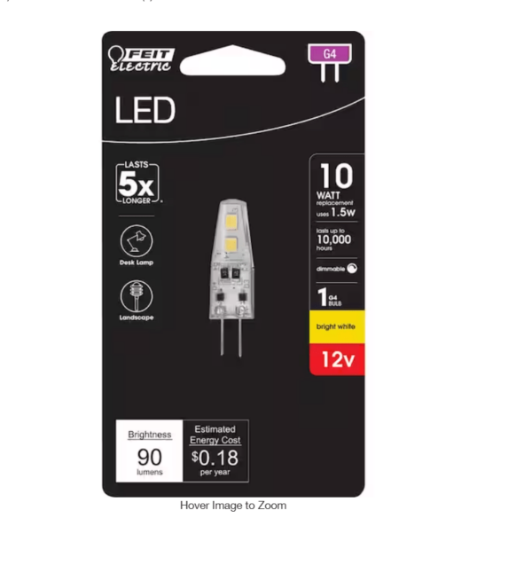 Feit Electric 10-Watt Equivalent Bright White (3000K) T4 G4 Bi-Pin Base 12-Volt Landscape LED Light Bulb | EZ Auction