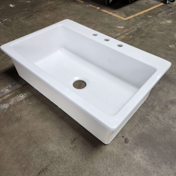 *** READ THE DESCRIPTION *** SINKOLOGY Jackson 33 in. 3-Hole Drop-in Single Bowl Crisp White Fireclay Kitchen Sink | EZ Auction