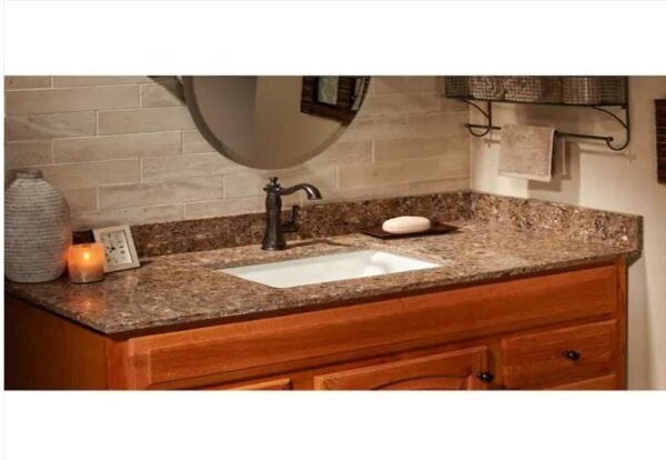 MarCraft (Brand Rating: 4.7/5) Vista 37 in. W x 22 in. D Quartz Vanity Top in Papua with White Rectangle Single Sink | EZ Auction