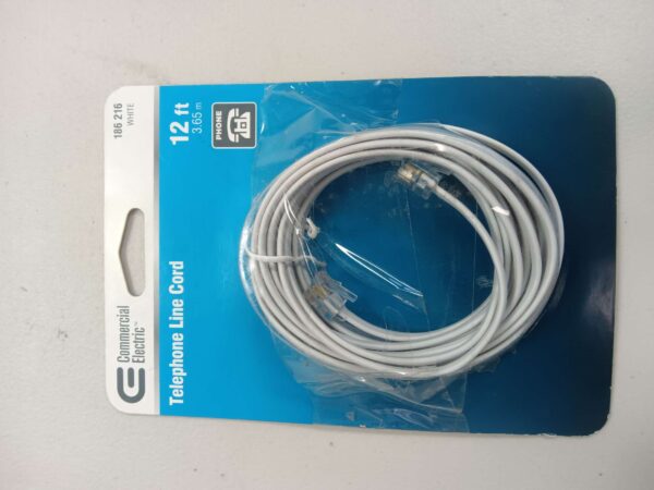 Commercial Electric 12 ft. Telephone Line Cord, White | EZ Auction