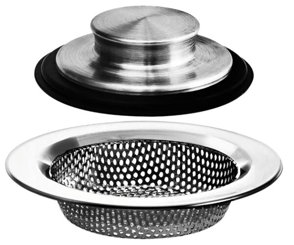 2PCS - Kitchen Sink Drain Strainer and Anti-Clogging Stopper Drainer Set for Standard 3-1/2 Inch | EZ Auction