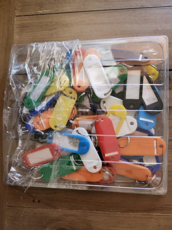 Sukh 60 Pcs Key Ring Tags - Key Tags Plastic 10 Assorted Colours of Key Ring Tags,Identifiers,Name Tags and Labels,Adapt to USB Drive,Keys,Pets,Bags | EZ Auction