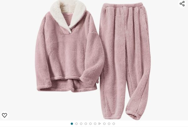 Gihuo Women' s Fluffy Pajamas Set Fleece Pullover Pants Loose Plush Sleepwear 2 Piece Pjs Set Warm Loungewear Fuzzy | EZ Auction