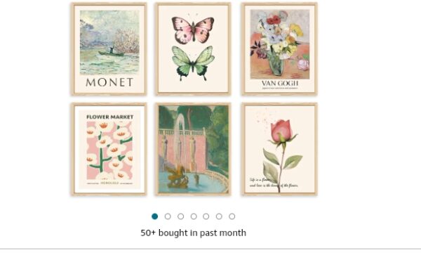 Wall Art Prints Aesthetic,Flower Market Wall Art Prints for Bedroom,Monet&Van Gogh Wall Art Poster,Colorful Abstract Girls Room Decor Floral Drawing Posters for Livingroom Wall Decor | EZ Auction