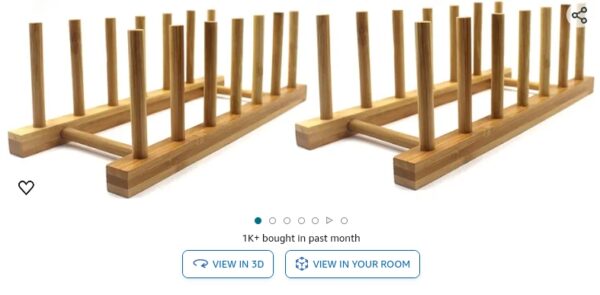 INNERNEED Bamboo Wooden Plate Racks Dish Stand Holder Kitchen Storage Cabinet Organizer for Dish/Plate/Bowl/Cup/Pot Lid/Cutting Board (Pack of 2) | EZ Auction