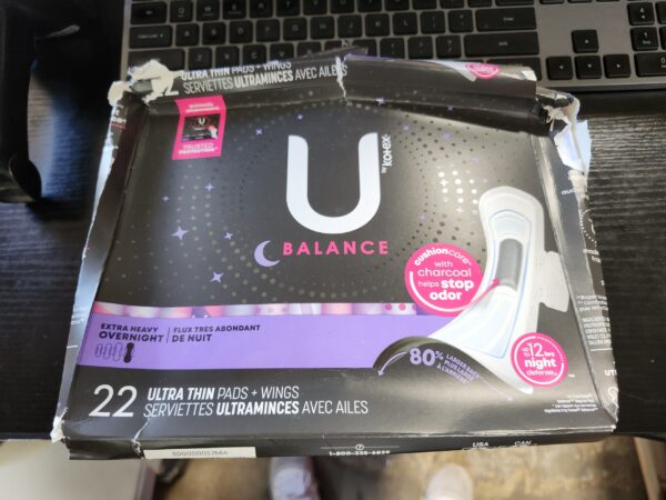 U by Kotex Balance Ultra Thin Overnight Pads with Wings, Extra Heavy Absorbency, 22 Count (Packaging May Vary) | EZ Auction