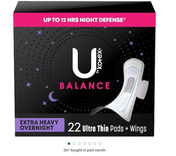 U by Kotex Balance Ultra Thin Overnight Pads with Wings, Extra Heavy Absorbency, 22 Count (Packaging May Vary) | EZ Auction