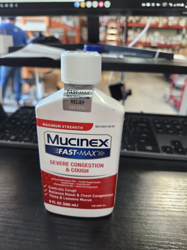 EXPIRE 11/2025, Mucinex Fast-Max Severe Congestion and Cough Liquid, 9 fl. oz., Fast Acting Maximum Strength Formula for Multi-symptom Relief (packaging may vary) | EZ Auction