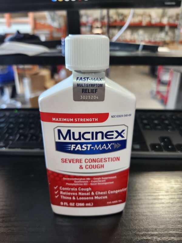 EXPIRE 11/2025,Mucinex Fast-Max Severe Congestion and Cough Liquid, 9 fl. oz., Fast Acting Maximum Strength Formula for Multi-symptom Relief (packaging may vary) | EZ Auction