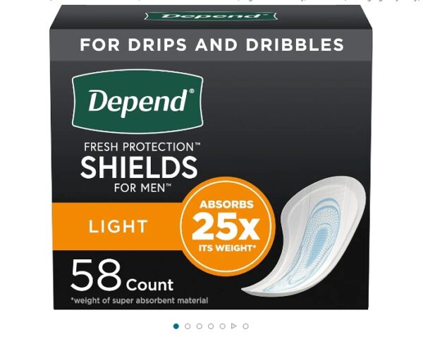 Depend Incontinence/Bladder Control Shields, Incontinence Pads for Men, Light Absorbency, 58 Count (Packaging May Vary) | EZ Auction