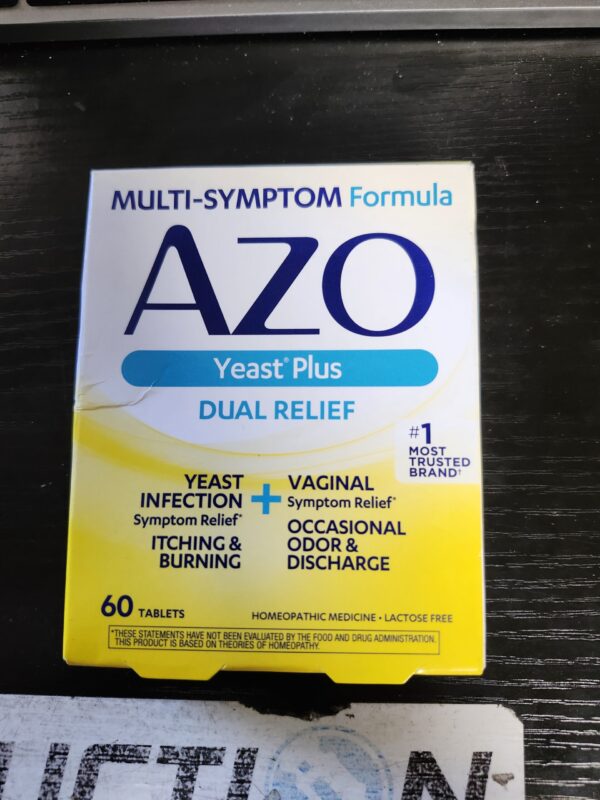 EXPIRE 06/2025, AZO Yeast Plus Dual Relief, Yeast Infection + Vaginal Symptom Relief - 60ct | EZ Auction