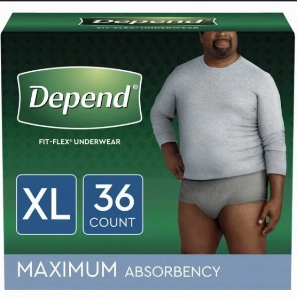 SIze XL, Depend Fit-Flex Underwear for Men Maximum Absorbency 36 Count | EZ Auction