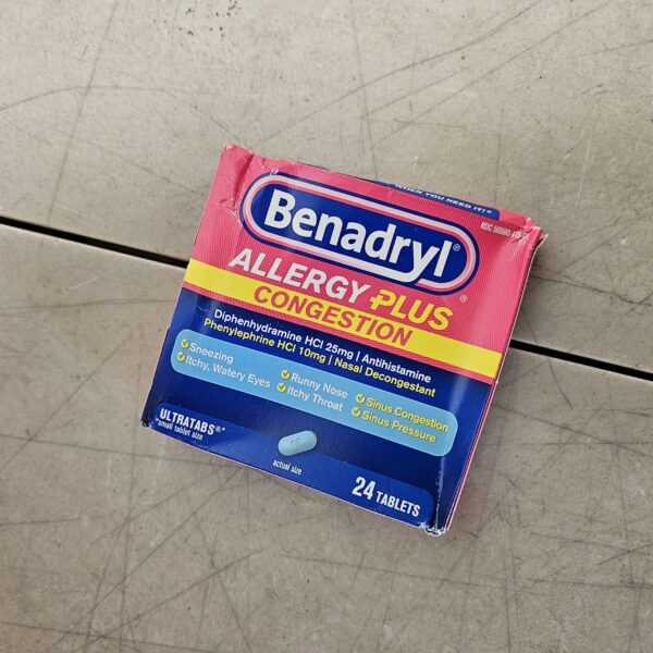 EXP 04/2025* Benadryl Allergy Plus Congestion Ultratabs with Diphenhydramine HCl Antihistamine & Phenylephrine HCl Nasal Decongestant, Allergy & Sinus Congestion Relief Tablets, 24 ct | EZ Auction