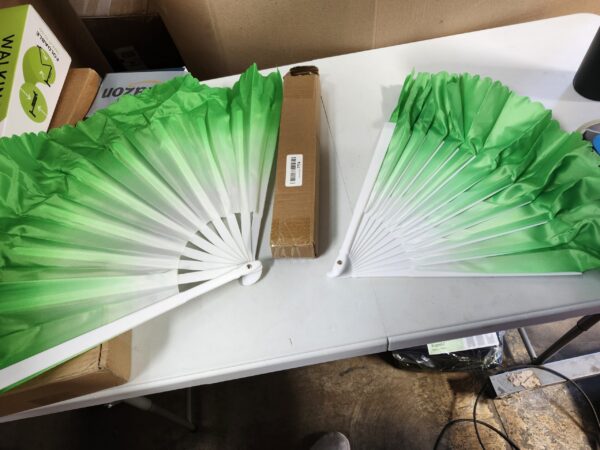 ZooBoo 1pair Plastic Taichi Kungfu Fan Dancing Fans Martial Arts Sports Folding Hand Fan 13inch (Green) | EZ Auction