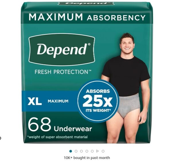 Depend Fresh Protection Adult Incontinence Underwear for Men (Formerly Depend Fit-Flex), Disposable, Maximum, Extra-Large, Grey, 68 Count (2 Packs of 34), Packaging May Vary | EZ Auction