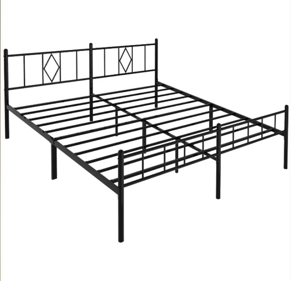California King Size 14" Height Classic Metal Platform Bed Frame Mattress Foundation with Iron-Art Headboard/Footboard/No Box Spring Needed/Heavy Duty Metal Slats Support/Black | EZ Auction
